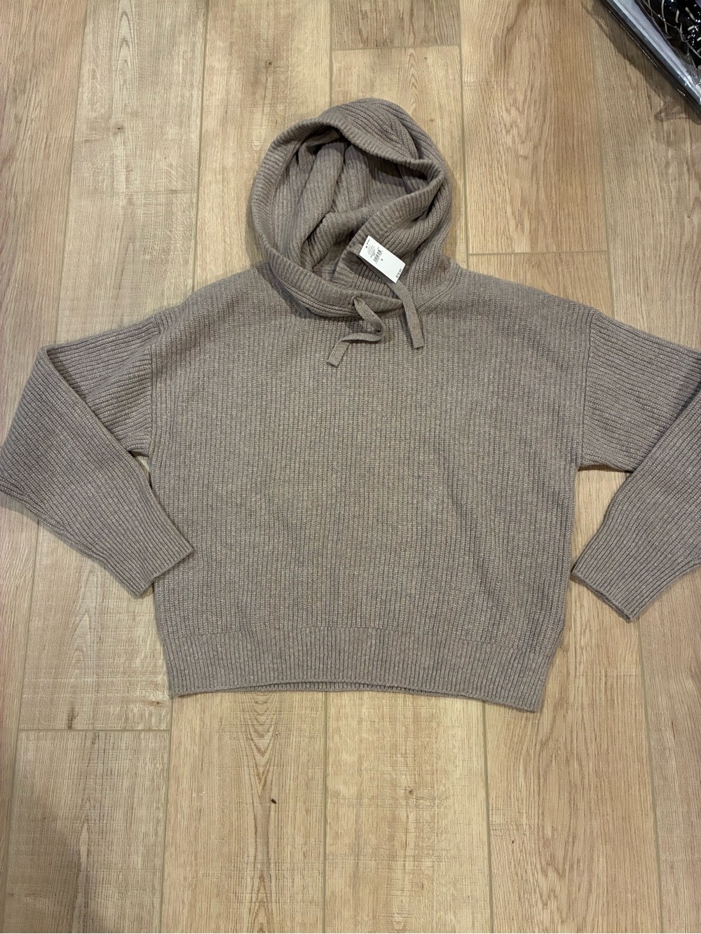 NWT Gap Soft Fall Brown Hooded Rib-Knit Sweater size small baggy cozy